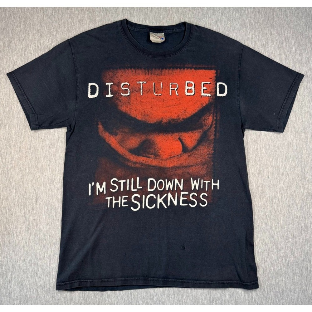 Vintage Disturbed I'm Still Down‎ With The Sickness Tee Hanes Large Metal Y2K